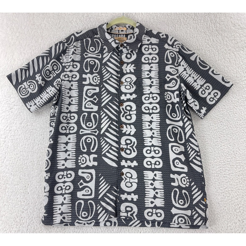 Quiksilver Waterman Button-Up Shirt Mens Small Gray Comfort‎ Fit Hawaiian Casual